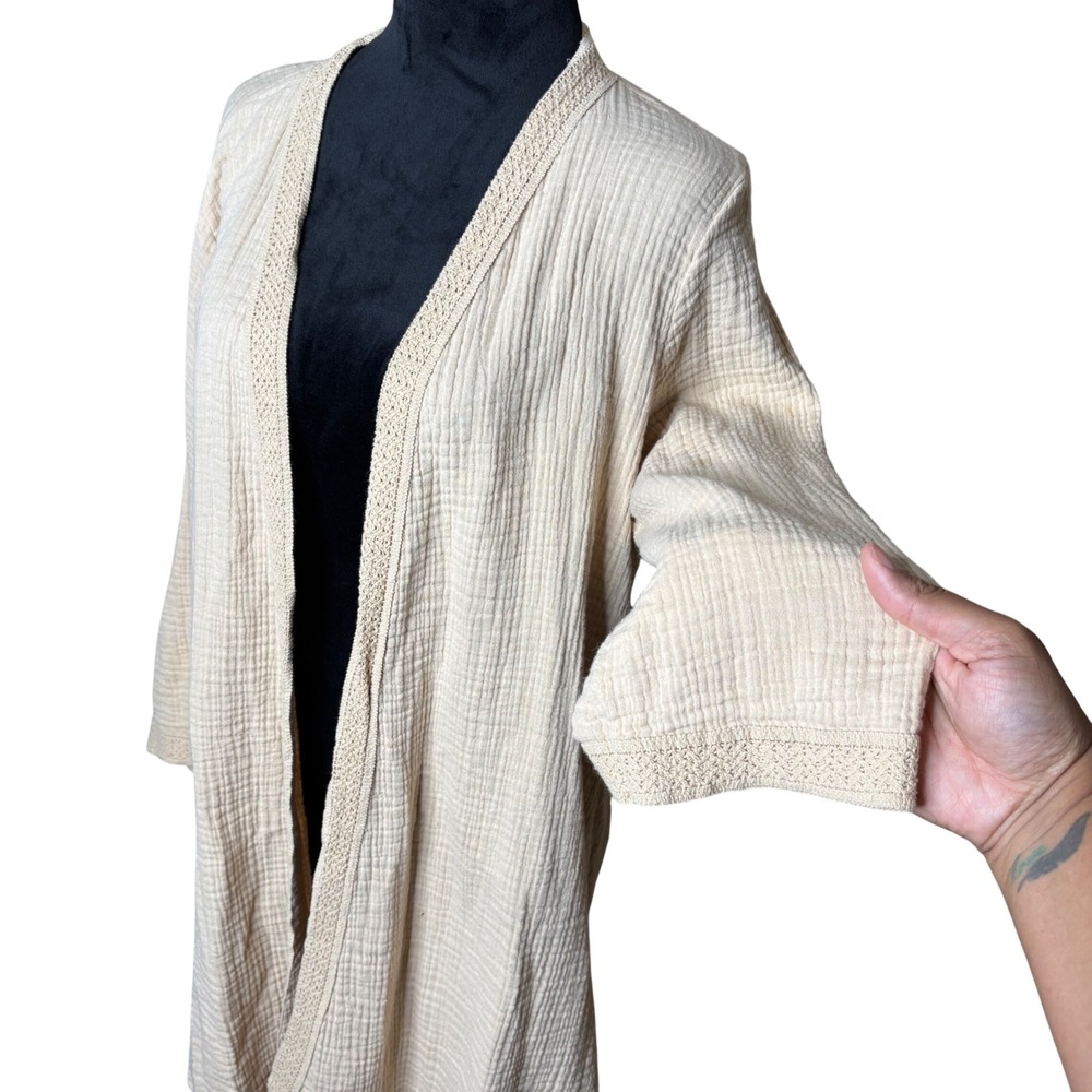 Soft Surroundings Cream Gauze Open Cardigan